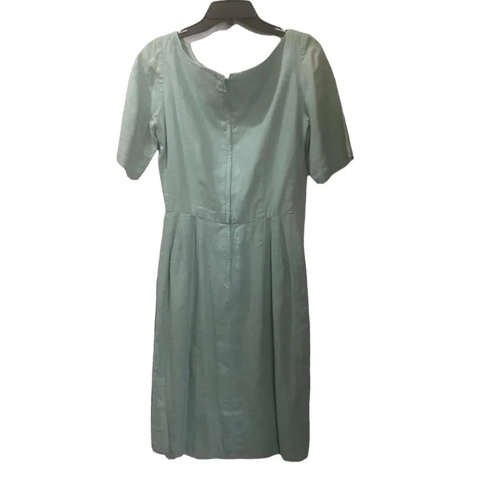 VINTAGE 1950s Josie Shield Mint Green‎ Shantung Fit & Flare Dress Midcentury S - Picture 4 of 15
